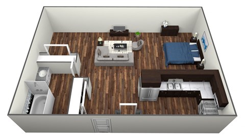 Floor plan for studio, 1 bath